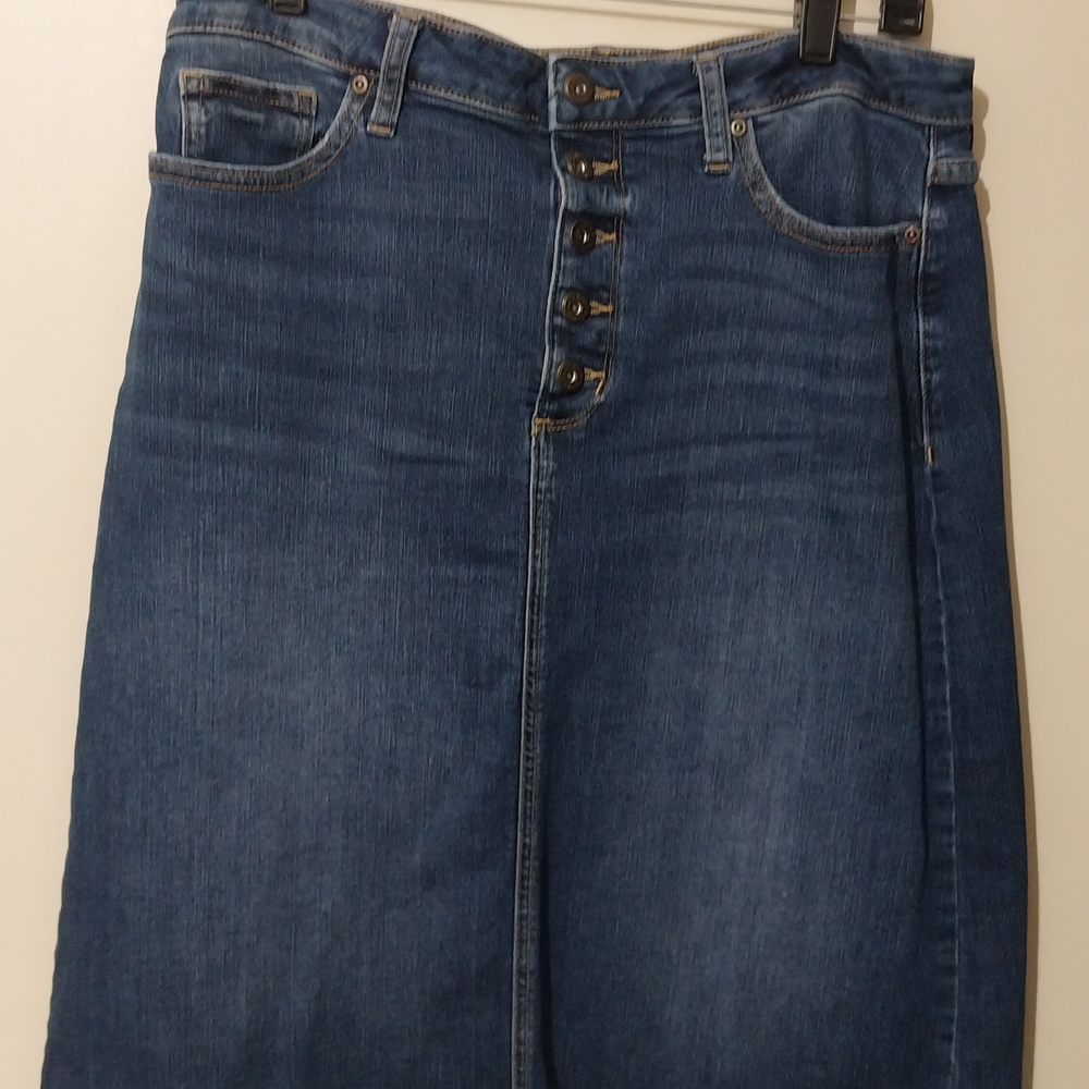 St. John's Bay Blue Denim Midi Skirt
